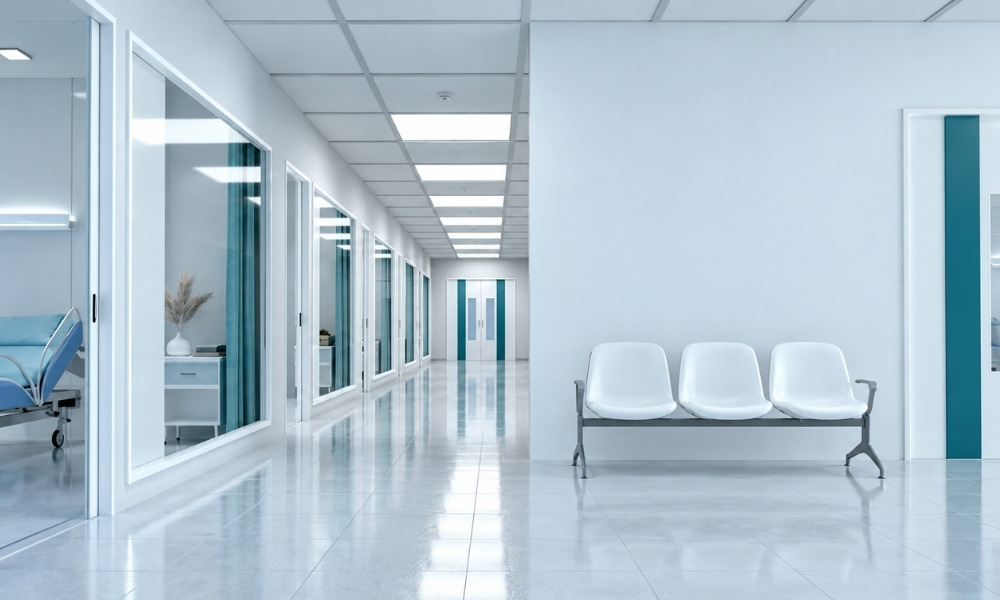 interior of a modern hospital corridor